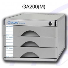 Globe GA200M Desktop Filing Cabinet w/Lock and 3-Drawer A4
