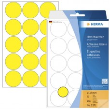 Herma 2271 圓型標籤 32毫米 480個 黃色