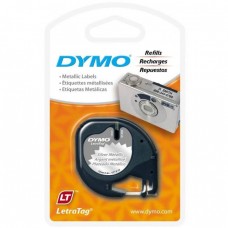 Dymo 91208 Letratag 膠質標籤帶 12毫米x4米 銀色