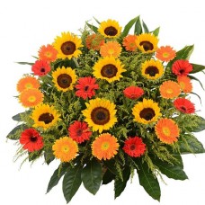 Glamorous Sunflower & Gerberas Flower Basket With Stand