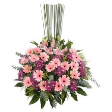 Graceful Gerberas & Lilies Flower Basket With Stand