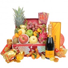 CNY Blossom Fruit Hamper with Veuve Clicquot Yellow Label Champagne