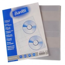 Bantex 2074 CD Rom Pocket For 2CDs A4 0.18mm 5's